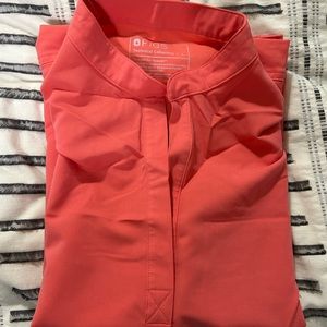 Figs hot coral rafaela scrub top